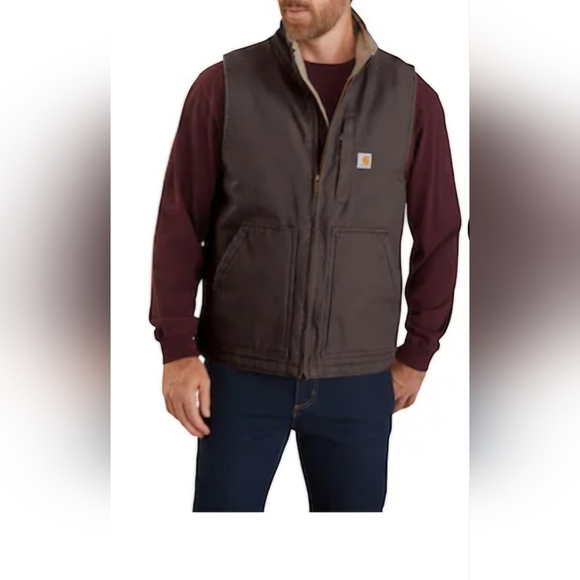 Carhartt Other - Carhartt Full Zip Duck Sherpa Vest Loose Fit OV4277-M - Men’s M Brown